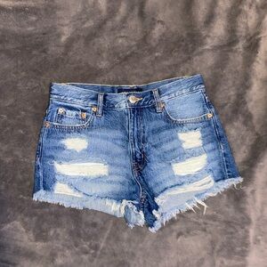 Aeropostale Frayed Hem Blue Jean Denim Shorts